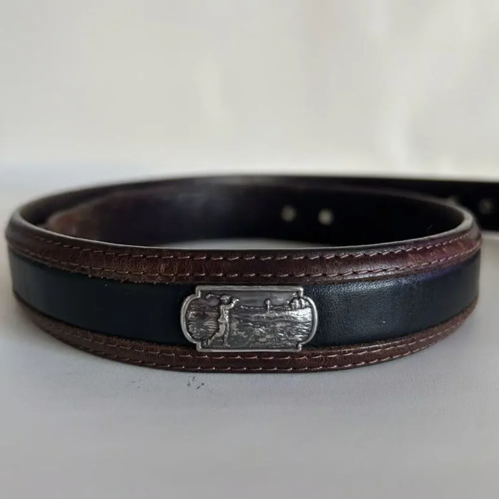 Brighton Onyx Golf Belt Mens Leather Golfer Concho Brown Black Size 38 12000